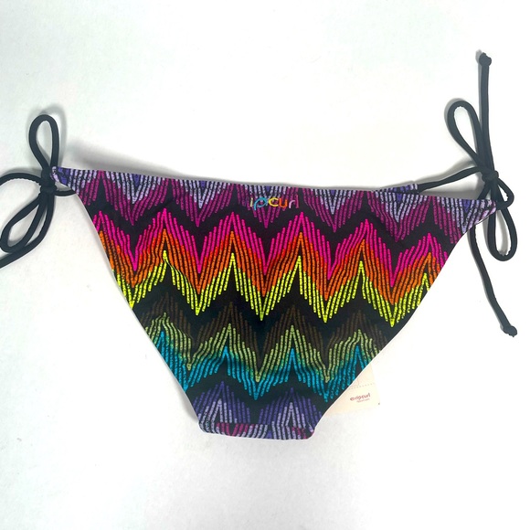 Rip Curl New Bikini Bottoms Size Small Black Neon Rainbow Pink Blue Purple - Picture 4 of 4